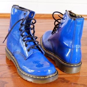 Dr Martens 1460 Air Wair Blue Patent Combat Boots
